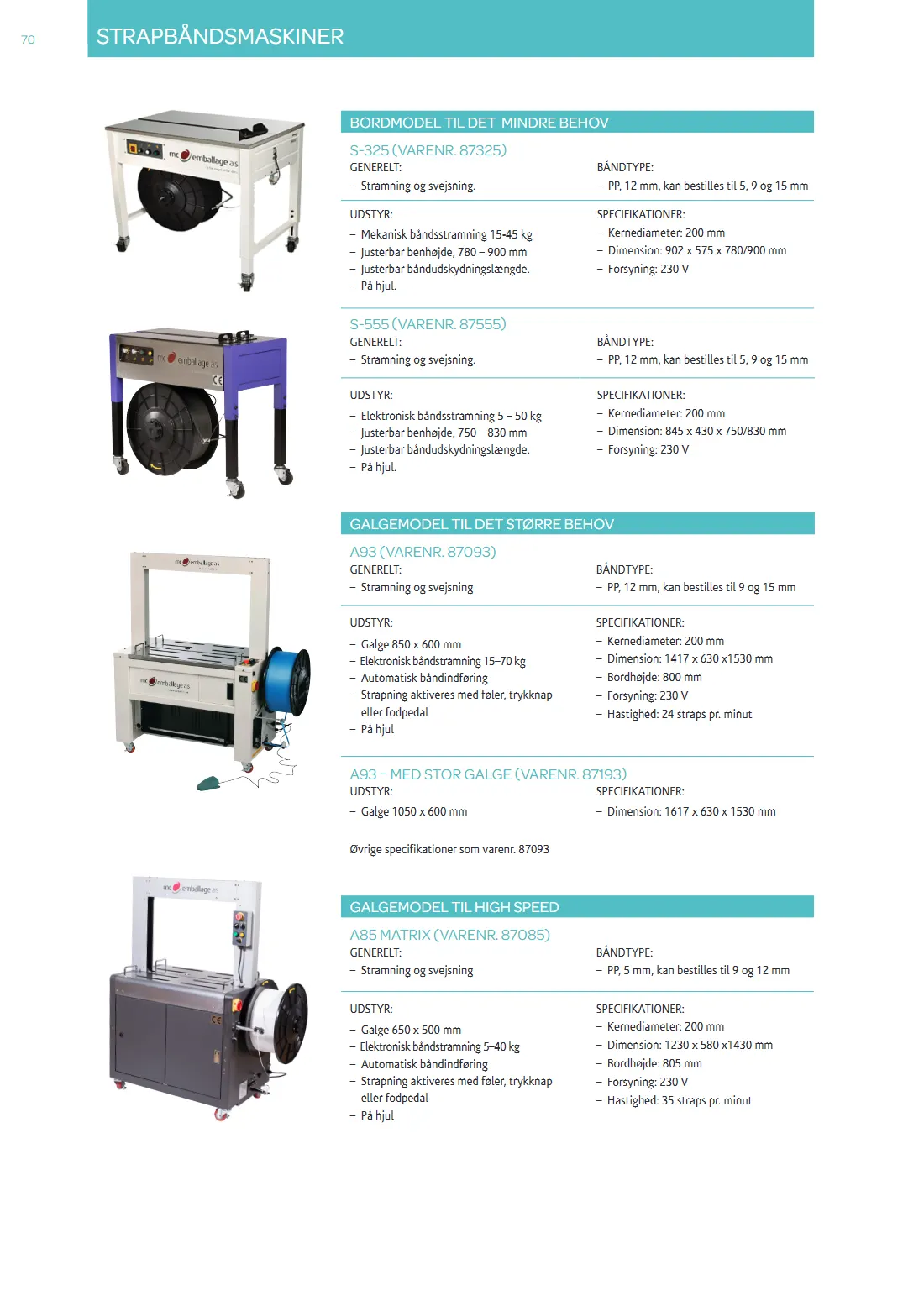Side 70 af MC Emballage Produktkatalog 2025 Emballage og Maskiner