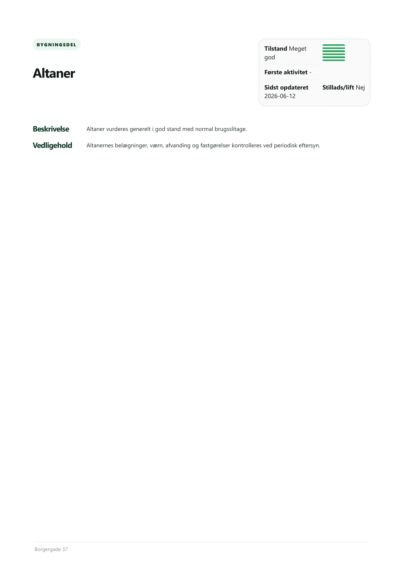 Side 29 af Vedligeholdelsesplan 2026 Borgergade 37