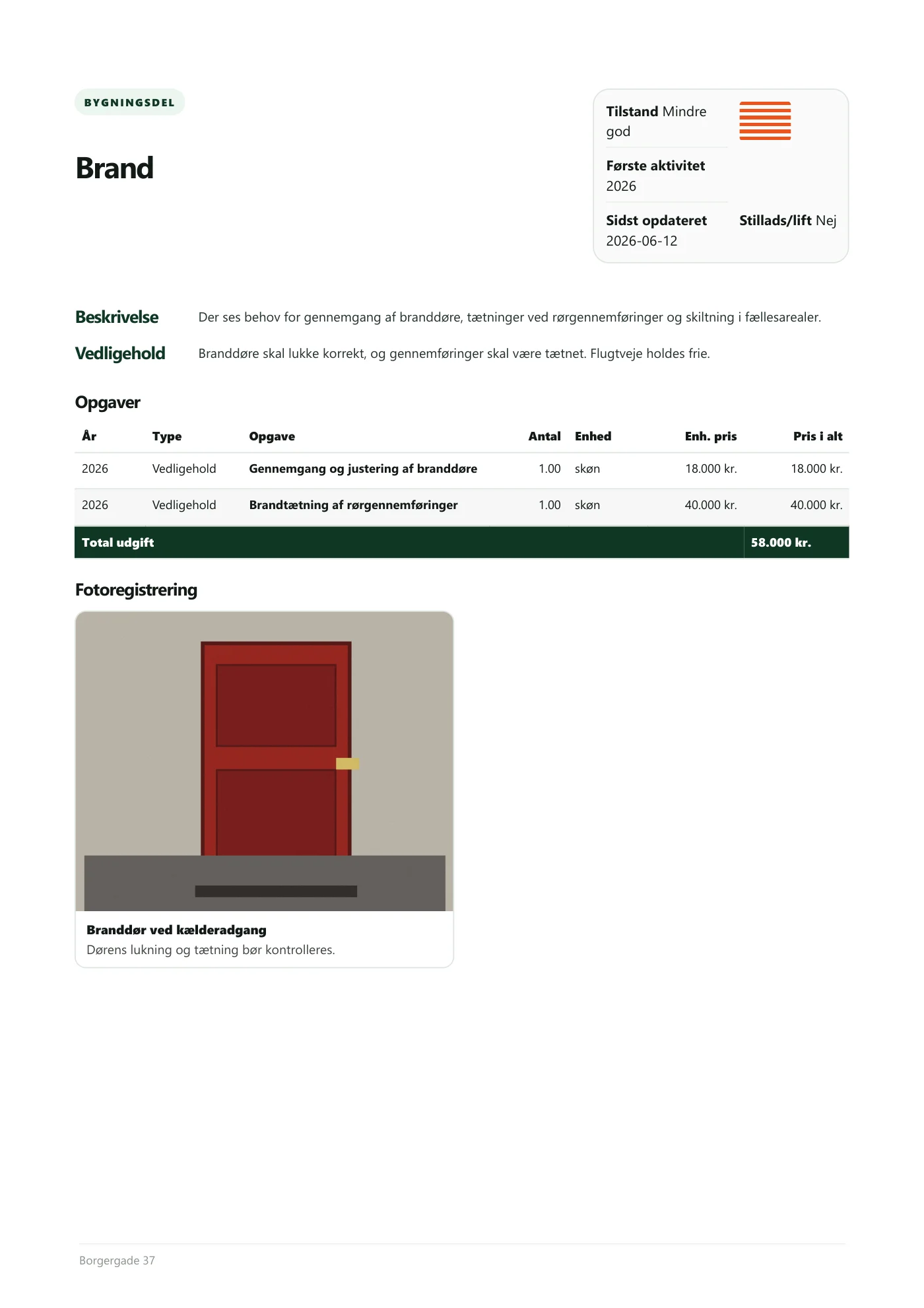 Side 30 af Vedligeholdelsesplan 2026 Borgergade 37